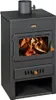 A black wood-burning stove with a glass door showing flames and logs inside. Anteprima dell’immagine prodotto