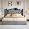 UnboxG Polsterbett 140x190 cm Grau mit LED & Stauraum, Samt Produktbild-Vorschau 10