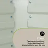 A close-up view of a metal raised garden bed, showing its corrugated texture and bolted construction, with a marketing overlay highlighting its stability and material thickness. Produktbild-Vorschau