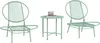 A set of outdoor furniture including two chairs and a small table, all in a light green color. Podgląd zdjęcia produktu