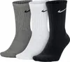 Three pairs of Nike crew socks in different colors (grey, white, black) arranged side-by-side. Produktbild-Vorschau