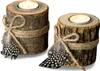 2er Set Teelichthalter Holz je 8,5cm hoch Kerzenhalter Produktbild-Vorschau 1