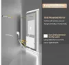 Illustration showing the installation steps for a wall-mounted LED mirror. Náhled obrázku produktu