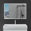 A modern bathroom vanity with a sink and faucet below a lighted medicine cabinet. Voir les images du produit