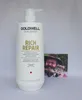 A bottle of Goldwell Dualsenses Rich Repair shampoo is displayed on a white background, with a small photo of a man in a hat to the right. Náhled obrázku produktu