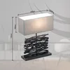LED Tischleuchte, Holz, Stoffschirm, grau, schwarz, H 50 cm Produktbild-Vorschau 9