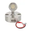 A close-up studio shot of a silver LED reading light with a USB port. Produktbild-Vorschau
