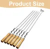 6 kusů 55 cm BBQ špízů Dlouhá rukojeť Shashlik Grill Grill Náhled obrázku produktu 5