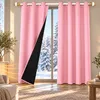 1 cortina de 100% opacidad térmica, color rosa, con ojales, Vista previa de la imagen del producto 10