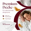 A woman sleeping peacefully in bed, with a folded duvet in the foreground and marketing text and graphics. Podgląd zdjęcia produktu