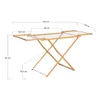 A wooden drying rack with dimensions indicated by lines and text. Anteprima dell’immagine prodotto