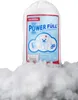 A bag of white filling material, likely for pillows or stuffed toys, is shown emerging from a pile of the same material. Produktbild-Vorschau