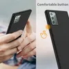 A split image showing a person holding a black phone case on the left and a close-up of the phone case on a phone with a graphic indicating a comfortable button on the right. Anteprima dell’immagine prodotto