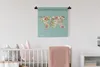 MuchoWow® Wandteppich Wandbehang Karte - Welt - Rosen - Produktbild-Vorschau 1