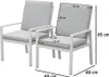 Two outdoor chairs with dimensions indicated by text and lines. Produktbild-Vorschau