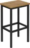 A bar stool with a wooden seat and black metal legs, shown from a front-side angle against a white background. Produktbild-Vorschau