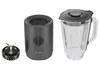 A set of blender components, including a blade assembly, a motor base, and a blender jar with lid, are displayed against a white background. Produktbild-Vorschau