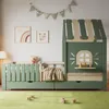 Hausbett Kinderbett 90x200 cm mit Dach, Fenster, Produktbild-Vorschau 1