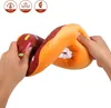 Hands squeezing a plush donut-shaped pet collar. Produktbild-Vorschau