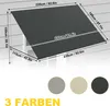 A diagram of a dark gray awning with dimensions labeled, and three color swatches below. Náhled obrázku produktu