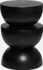 A black, hourglass-shaped side table. Produktbild-Vorschau
