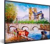 MuchoWow® Gerahmtes Poster Gemälde - Paris - Boot - Brücke Produktbild-Vorschau 1
