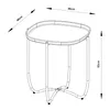 A line drawing of a white side table with dimensions indicated. Produktbild-Vorschau