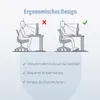 An illustration comparing good and bad ergonomic posture at a desk, with accompanying text explaining the benefits of good posture. Produktbild-Vorschau