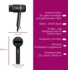 A product image with dimensions and feature descriptions for a hairdryer. Podgląd zdjęcia produktu