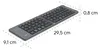 A gray foldable Bluetooth keyboard with dimensions indicated by dashed lines and text labels. Anteprima dell’immagine prodotto