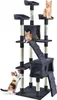 A multi-level cat tree with scratching posts and platforms, featuring three cats interacting with it. Náhľad obrázku produktu