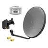 A satellite dish kit laid out on a white background. Produktbild-Vorschau