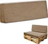 A long, rectangular cushion is shown above a smaller image of a cushion on a pallet sofa. Náhled obrázku produktu