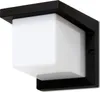 A black square outdoor wall light with a white frosted glass diffuser. Produktbild-Vorschau