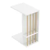 A white side table with wooden dowels in its shelving. Náhľad obrázku produktu