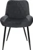 A single dark grey velvet dining chair with diamond quilting on the back and seat, supported by four black metal legs. Náhľad obrázku produktu