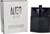 Parfumflakon von Mugler Alien Man in futuristischem, schwarz glänzendem Design mit silberner 50-ml-Box, Eau de Toilette Spray für Herren. Náhled obrázku produktu