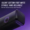 Close-up of a black speaker with purple LED lighting, with marketing text overlay. Náhled obrázku produktu