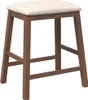 A single bar stool with a white cushion and brown wooden frame, shown from the front on a white background. Náhľad obrázku produktu