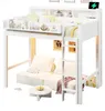 Łóżko piętrowe 90x200 cm z 3 szafkami, półkami, Podgląd zdjęcia produktu 6
