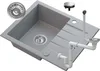 A granite sink and its plumbing accessories are displayed against a white background. Podgląd zdjęcia produktu