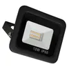 A black LED floodlight with a white face and yellow LEDs is shown against a white background. Produktbild-Vorschau