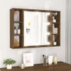 vidaXL Zrcadlová skříňka s LED hnědý dubový vzhled 76x15x55 Náhled obrázku produktu 2
