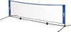 A portable sports net system with blue end poles and a white net, set against a white background. Produktbild-Vorschau