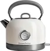 A cream-colored electric kettle with a built-in thermometer and a gray handle, set against a white background. Voir les images du produit