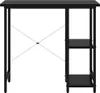 A black computer desk with shelves on the right side, shown against a white background. Podgląd zdjęcia produktu