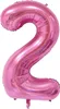 Folienballon Zahl 2, ca. 80 cm, pink, für Luftbefüllung Produktbild-Vorschau 1