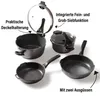 A set of cookware with descriptive labels pointing out features. Anteprima dell’immagine prodotto