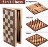 3-in-1 Brettspiel Schachspiel aus Holz – Schach, Dame & Produktbild-Vorschau 3