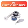 A sewing kit with bobbins and a threader, with a marketing banner above. Náhled obrázku produktu